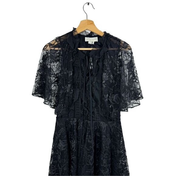 NWT SACHIN & BABI Net a Porter ONASSIS Black LACE LAYERED Dress Size 4 - Picture 2 of 16